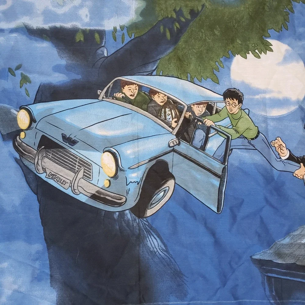 Harry Potter Flying Car Fabric Panel 34x50 Cheater Quilt Cotton Blue